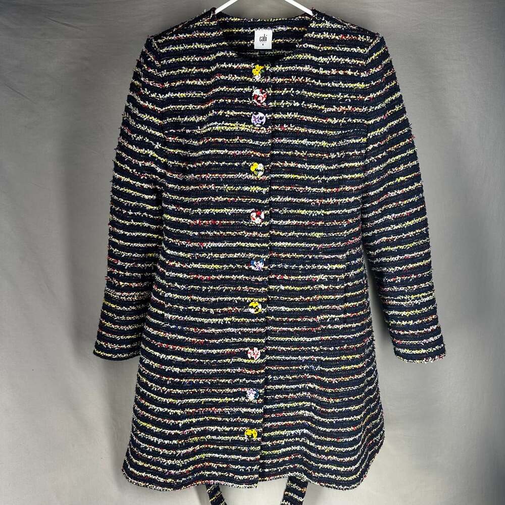 EUC Cabi Headline Women Topper Floral Tweed Coat Size 8